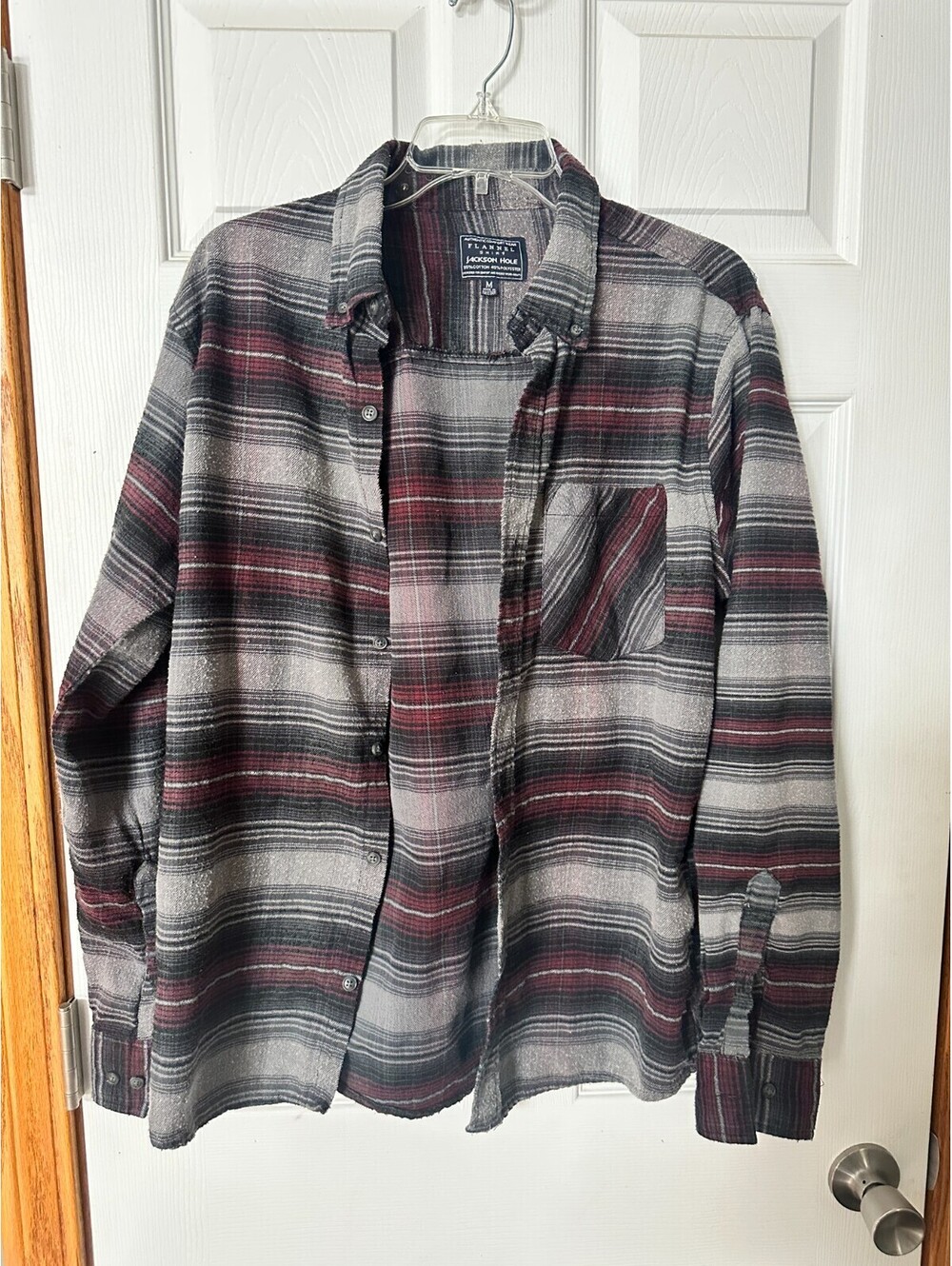 Vintage Flannel Shirt Jackson Hole Men's Medium gray maroon black